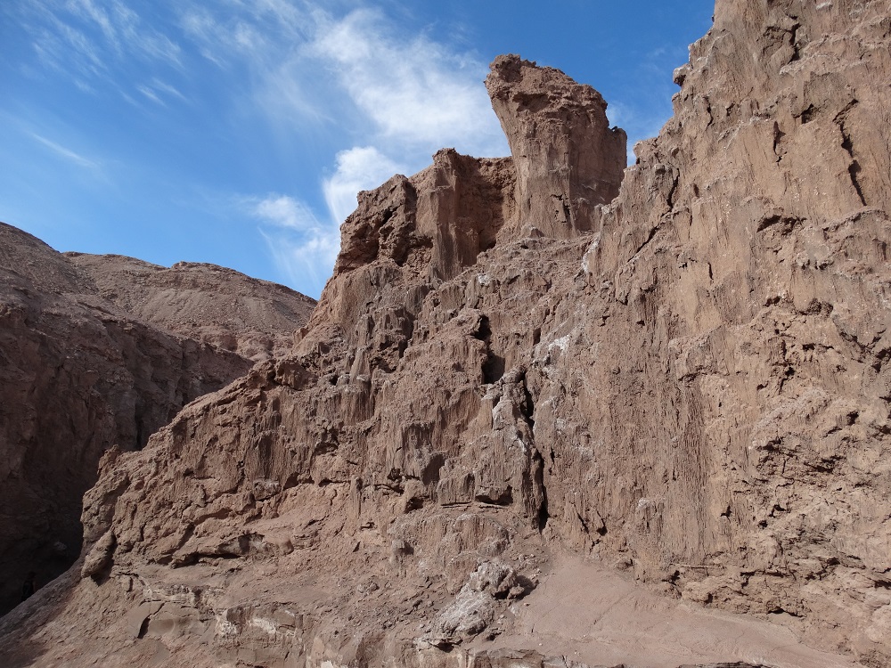 Salzgesteine im "Cañón de la Sal". Dieser zählt zur "Cordillera de la Sal". Das Valle de la Luna ist ein Teil der sogenannten Salzkordillere. 