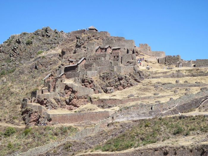 Pisac Peru Heiliges Tal. Stätten und Ruinen in Peru